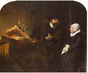 REMBRANDT Harmenszoon van Rijn, The Mennonite Minister Cornelis Claesz. Anslo in Conversation with his Wife, Aaltje D